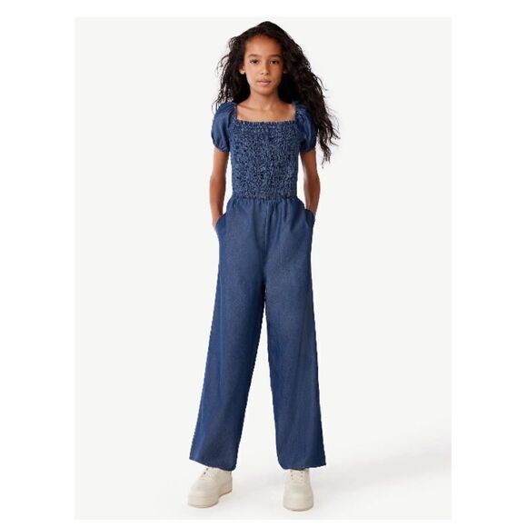 Girls Comfy Lightweight Smocked Jumpsuit, Size XXL - Picture 6 of 7